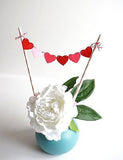 Red Pink Heart Banner Garland Birthday Cake Topper Wedding Anniversary Decor- Le Petit Pain