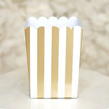 10 Gold and White Stripes Popcorn Favor Boxes Bridal Baby Shower to Pop - le petit pain