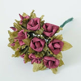 24 Rustic Paper Roses Flowers Bouquet Burgundy Ivory Pink Peach Wedding Crafts - le petit pain\
