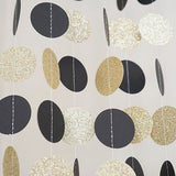 Black and Gold Glitter Circle Polka Dots Paper Garland 10 FT Banner Party Decor- Le Petit Pain