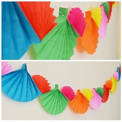 Celebration Rainbow Paper Fans Paper Garland 12 Ft Long- Le Petit Pain