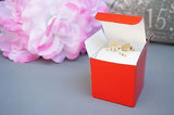 10 Red Square Favor Boxes, Favor box, Jewelry Gift Box, Bold Red - le petit pain