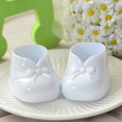6 White Baby Booties Favors Baby Shower Party Decoration Gender Neutral Birthday - le petit pain
