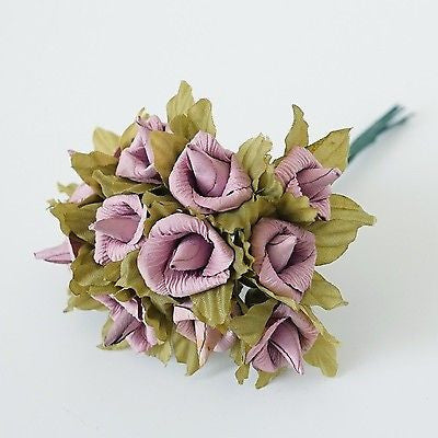 24 Rustic Wedding Paper Roses Flowers Bouquet White Violet Lavender Ye – Le  Petit Pain