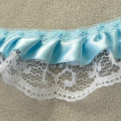 Ruffled Lace Light Blue Trim 1 Yard DIY Wedding Clothing Lace Trim Sewing Lace- Le Petit Pain