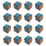 20 Rose Print Chocolate Brown Favor Boxes with Blue Gem Butterfly Ribbon