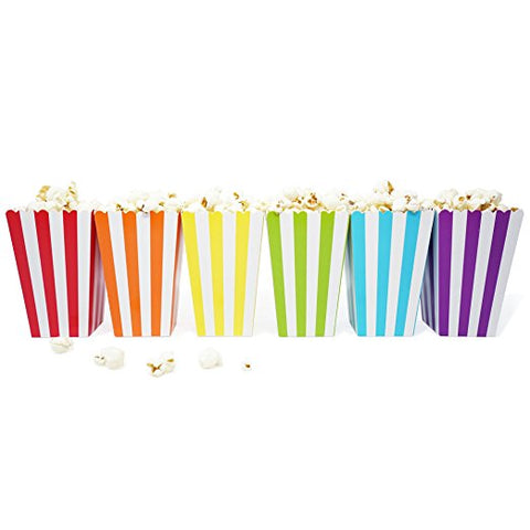 36 Rainbow Stripe Mini Popcorn Candy Carnival Birthday Party Favor Boxes - le petit pain