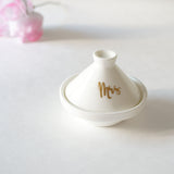 Custom Ceramic White and Gold Foil Mrs Jewelry Dish with Lid Wedding Gift Personalized Name- Le Petit Pain