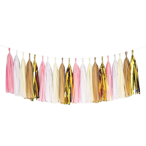 Pink White Beige Gold Tassel Garland Banner Party Decoration Wedding B – Le  Petit Pain