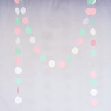 Pink Mint White Pastel Circle Garland Party Decoration Paper Dots Banner- Le Petit Pain