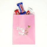 Pink and Gold Love is Sweet Paper Treat Favor Bags 5x7 Gift Bags - 48 count- Le Petit Pain