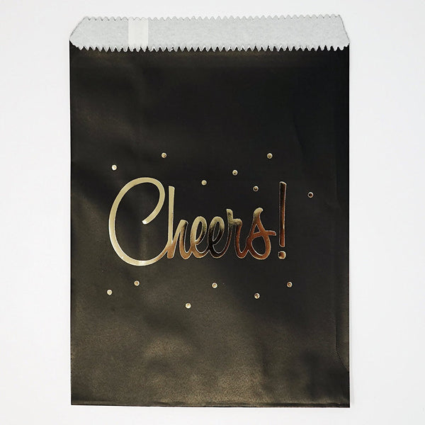 Black and Gold Cheers Party Favor Gift Bags Popcorn Treat Bags- 48 cou – Le  Petit Pain