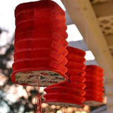 3 Pentagon Asian Style Chinese Fan Lanterns Hanging Multi Color - le petit pain