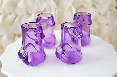 Nude Glass Clear & Purple Parrot Glass Tumblers Set of Two