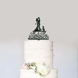 Custom Personalized Name Wedding Cake Topper with Dog