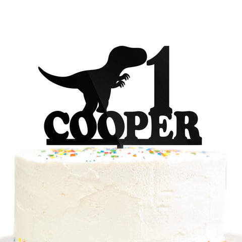 Custom Personalized Birthday Name Age Dinosaur Cake Topper Tyrannosaurus Acrylic
