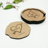 Trunk In Love Custom Personalized Name Initials and Date Coaster Set in Holder