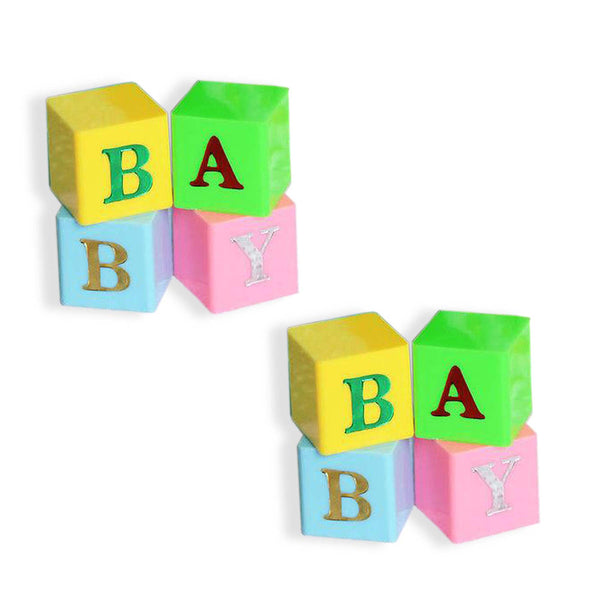 2 Sets Baby Blocks Multi Color Blue Pink Letter Blocks Baby Shower Centerpiece
