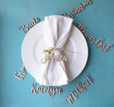 Custom Personalized Name Wood Place Card Dinnerware Calligraphy Cards Tableware - Set of 4- Le Petit Pain