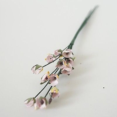 24 Small Paper Flower Blossoms Bouquet Yellow White Burgundy Lavender Pink Ivory - le petit pain