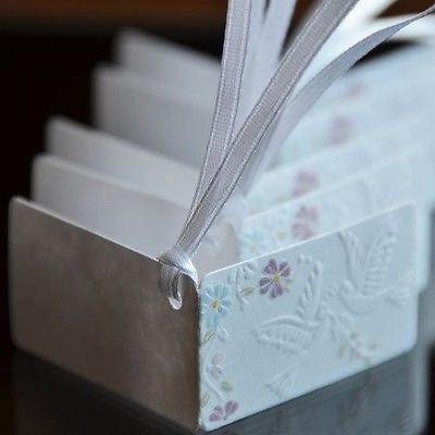 20 Embossed Wedding Doves and Flowers Gift Tags Paper Favor Tags Labels Ribbon - le petit pain