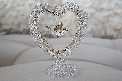 Vintage Hand Blown Glass Flying Bird In Heart with Gold Trim Decor Figurine- Le Petit Pain