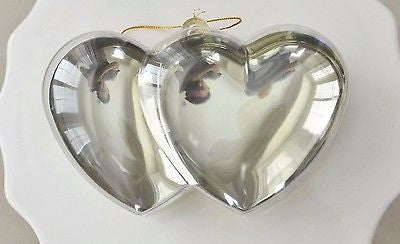 Plastic Gold Chrome Double Heart Container Ornament Favor Fillable- Le Petit Pain