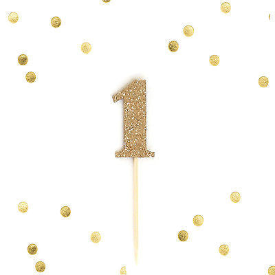 10 Number 1 One Year Old Gold Glitter Cupcake Cake Picks, Baby First Birthday - le petit pain