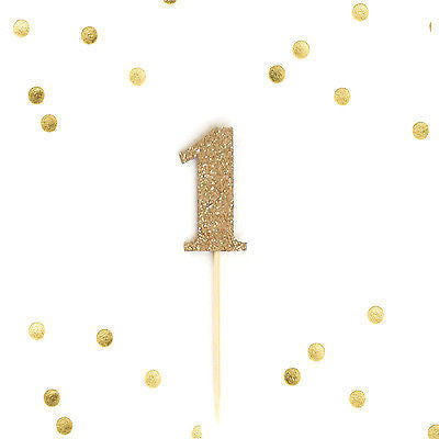 10 Number 1 One Year Old Gold Glitter Cupcake Cake Picks, Baby First Birthday - le petit pain