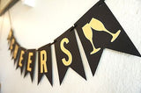 Gold Black Cheers Banner, Birthday Celebration Banner, New Years Party Decor- Le Petit Pain