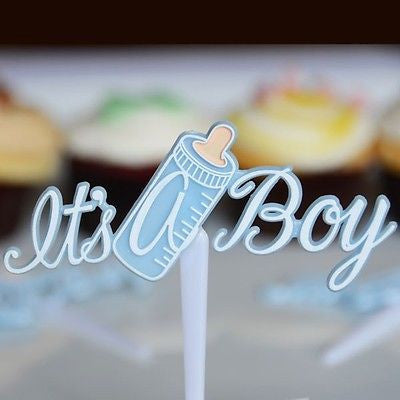 12 It's a Boy and Baby Bottle Cupcake Picks Cake Decoration Shower Blue - le petit pain
