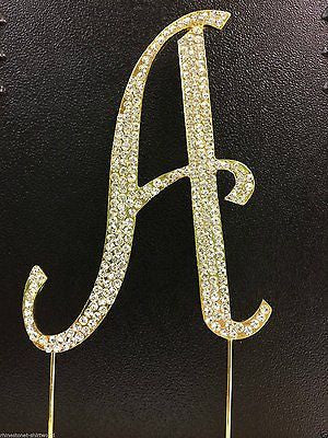 Gold Letter Initial A Birthday Crystal Rhinestone Cake Topper A Party Monogram- Le Petit Pain