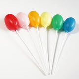 12 Rainbow Balloon Picks 6" Cupcake Cake Toppers Appetizer Picks Birthday Ideas - le petit pain