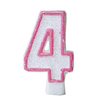 Pink Glitter Sprinkles 4 Number Candle White Premium Birthday Candle- Le Petit Pain