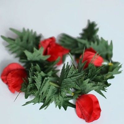 Premium Red Flower Lei Headband Boho Glad and Fern Crown- Le Petit Pain