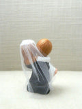 Bride and Groom Cake Topper Crossing Threshold Light Brown Hair with Veil Vintage- Le Petit Pain