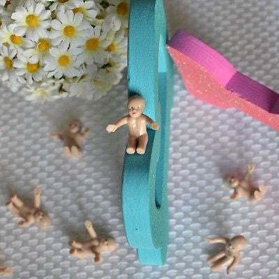 12 Brown Babies Sitting Favor Crafts Baby Shower DIY 1" Figurines - le petit pain