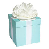 Large Robin Egg Blue & White Ribbon with Flower Gift Box Tiffany Mint Blue with Lid- Le Petit Pain
