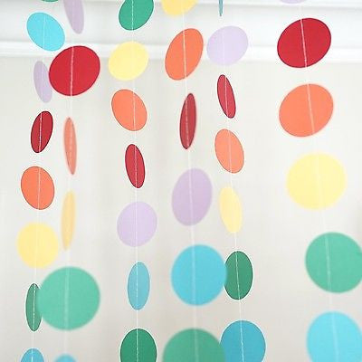 Rainbow Circle Dots Paper Garland 10 Ft Baby Shower Pride Party Decoration- Le Petit Pain