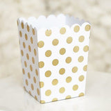 10 Gold and White Polka Dot Popcorn Favor Boxes Bridal Baby Shower to Pop Gold Foil - le petit pain