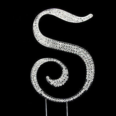Silver Letter Initial S Birthday Crystal Rhinestone Cake Topper S Party Monogram- Le Petit Pain