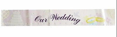 Vintage Metallic Our Wedding Party Banner Wedding Rings and Cake 6 Ft Photo Prop- Le Petit Pain