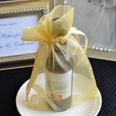 10 Large Gold Copper Organza Favor Pouches Wedding Gift Bag Drawstring Bags - le petit pain