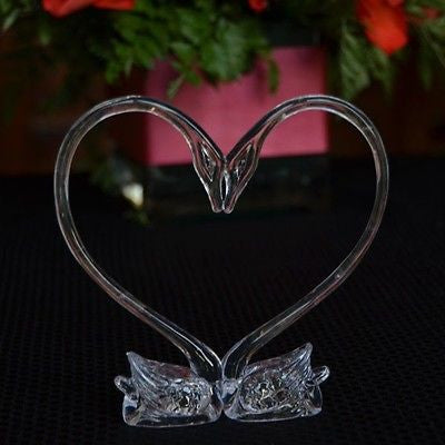3 Clear Heart Love Swans Wedding Cake Topper Centerpiece Craft Party Decoration - le petit pain