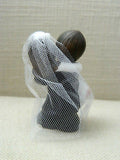 Bride and Groom Cake Topper Crossing Threshold Dark Brown Hair with Veil Vintage- Le Petit Pain