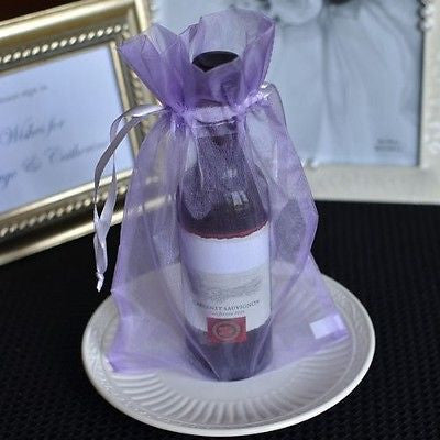 10 Large Lavender Organza Favor Pouches Wedding Gift Bags Drawstring Bags - le petit pain