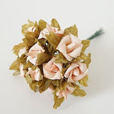 24 Rustic Paper Roses Flowers Bouquet Burgundy Ivory Pink Peach Wedding Crafts - le petit pain