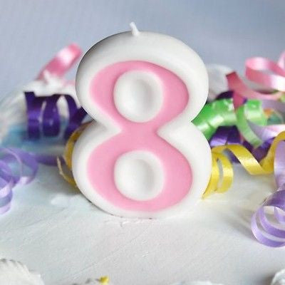 Pink 8 Number Candle White Premium Birthday Candle- Le Petit Pain