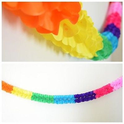 Scalloped Rainbow Paper Garland 12 Ft Long 3D Gay Pride Hanging Party Decoration- Le Petit Pain