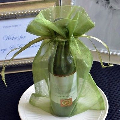 10 Sage Green Organza 6x9 Favor Pouches Gift Bags Drawstring Bags - le petit pain